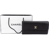 Chanel Camellia Embossed Lambskin Long Flap Wallet