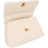Chanel Quilted Caviar Leather Top Handle Single Flap Crossbody Handbag