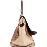 Celine Bicolor Leather Canvas Trapeze Handbag