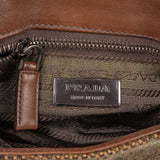 Prada Tweed Ricamo Visone Mini Flap Shoulder Bag
