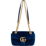 Gucci Velvet Matelassé GG Marmont Small Crossbody Bag