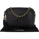 Chanel Quilted Lambskin Chevron Camera Crossbody Bag - vintageandkickz