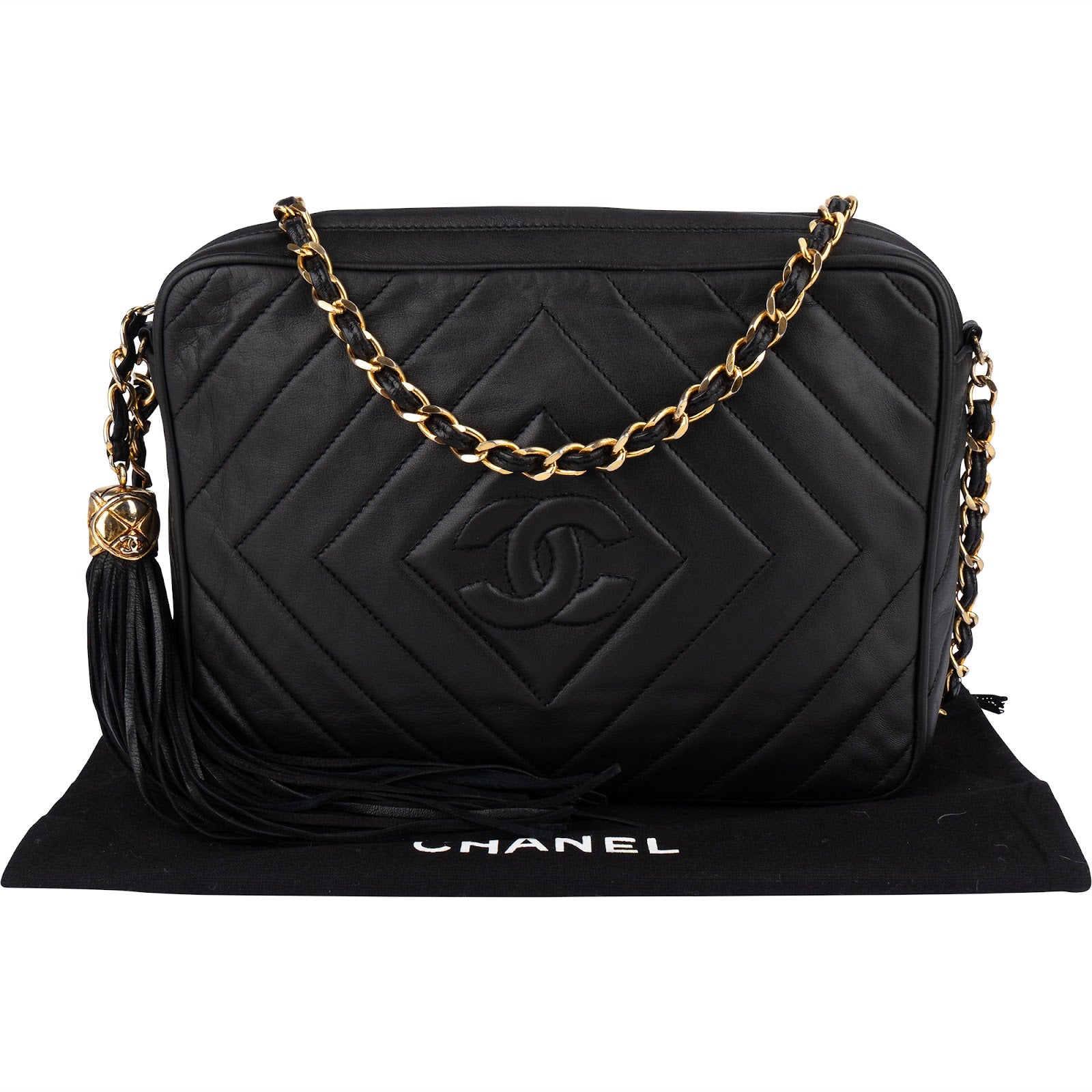 Chanel Quilted Lambskin Chevron Camera Crossbody Bag - vintageandkickz