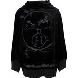 Hermès Black Velvet Distressed Embroidered Ex-Libris Sweater (FR 42 / DE 40)
