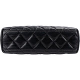 Chanel Black Leather Quilted Lambskin Nano Kelly Top Handle Crossbody Handbag