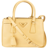 Prada Yellow Saffiano Leather Small Galleria Handbag