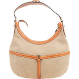 Gucci Canvas Perforated Leather Vintage Interlocking G Stripe Shoulder Bag