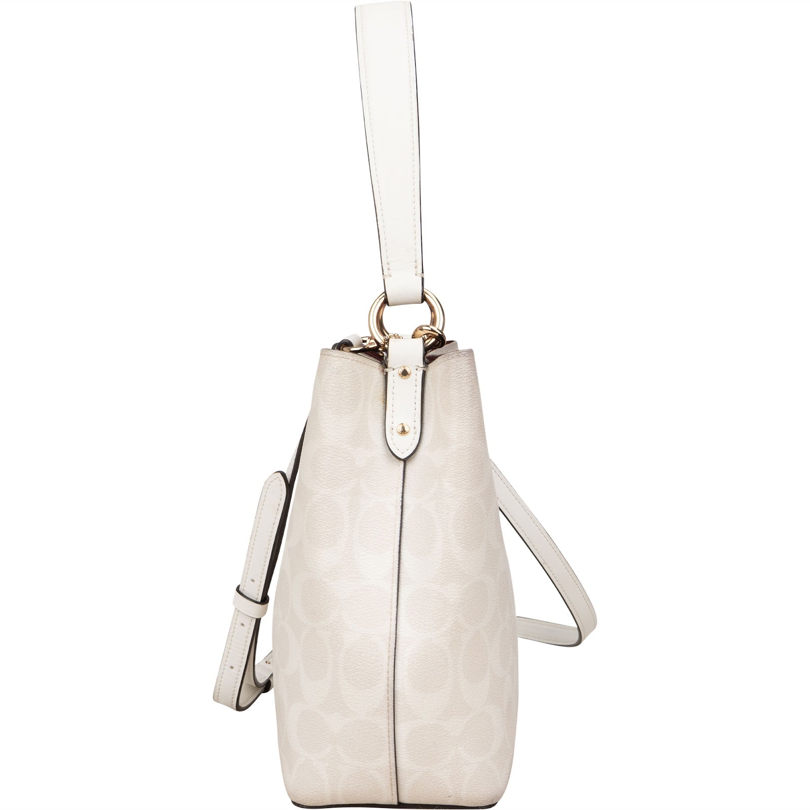 Coach White Monogram Mollie Bucket Handbag - vintageandkickz
