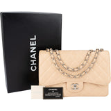 Chanel Quilted Caviar Leather Palladium Jumbo Single Flap Crossbody Bag