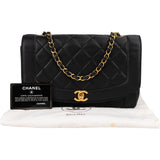 Chanel Quilted Lambskin 24K Gold Diana Single Flap Crossbody Bag