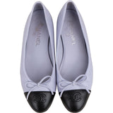 Chanel Lilac Leather CC Cap Toe Ballerina Flats (38)