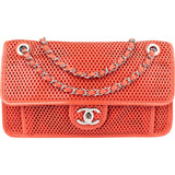 Chanel Perforated Leather Palladium Single Flap Shoulder Bag