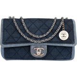 Chanel Quilted Denim Medium Single Flap Crossbody Bag