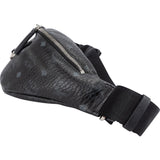 MCM Black Leather Visetos Coated Fursten Belt Crossbody Bag