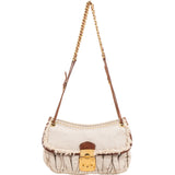 Miu Miu Linen Studded Fringe Small City Coffer Shoulder Crossbody Bag