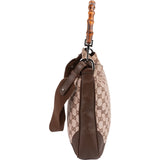 Gucci Monogram GG Canvas Bamboo Hobo Shoulder Bag