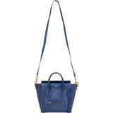 Céline Blue Grained Leather Luggage Nano Crossbody Handbag