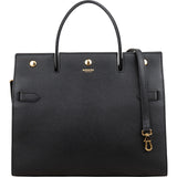 Burberry Black Grained Leather Medium Title Tote Handbag