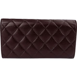 Chanel Quilted Maroon Caviar Leather Classic Flap Wallet