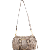 Miu Miu Vitello Lux Gathered Satchel Handbag