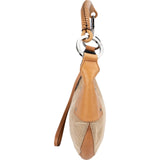Gucci Canvas Leather Half Moon Woven Handle Shoulder Bag
