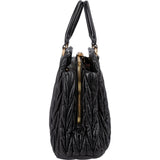 Miu Miu Black Matelassé Nappa Leather Top-Handle Handbag