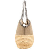 Stella McCartney Shaggy Deer Raffia Falabella Tote Basket Shoulder Bag