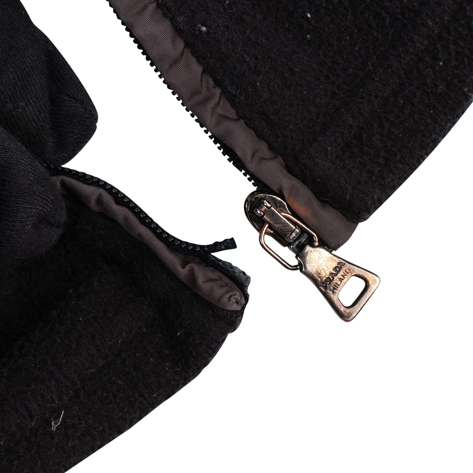 [🔄️B12 / F50] Prada Black Nylon Linea Rossa Fleece Jacket - vintageandkickz