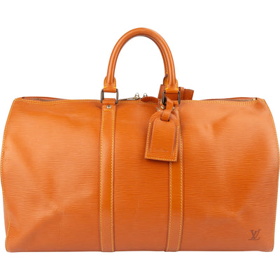 Louis Vuitton Orange Epi Leather Keepall 45 Travel Bag