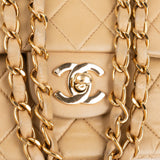 Chanel Quilted Lambskin Medium 24K Gold Double Flap Shoulder Bag