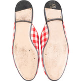 Gucci Red Gingham Nylon Leather Princetown Horsebit Slipper Mules (37)