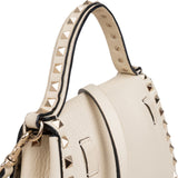 Valentino Garavani Leather Grained Calfskin Rockstud Small Top Handle Handbag