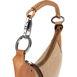 Gucci Canvas Leather Half Moon Woven Handle Shoulder Bag