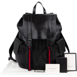 Gucci Crocodile-Embossed Leather Web Stripe Backpack