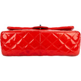 Chanel Quilted Patent Leather Jumbo Double Flap Crossbody Bag