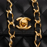Chanel Quilted Lambskin 24K Gold Mini Single Flap Crossbody Bag