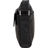 Ermenegildo Zegna Black Pebbled Leather Messenger Crossbody Bag