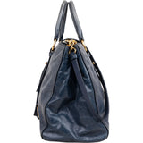 Miu Miu Blue Vitello Lux Tote Handbag