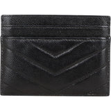 Saint Laurent Grain de Poudre Leather Chevron Card Holder