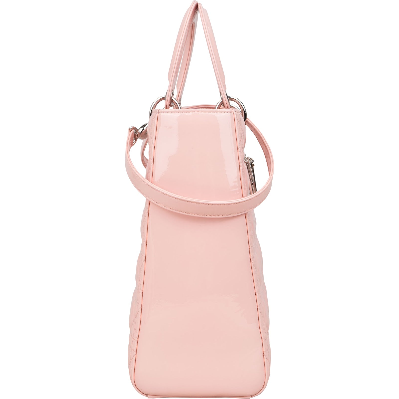 [🔄️B09 / F25] Christian Dior Pink Patent Leather Large Lady Dior Handbag - vintageandkickz