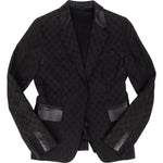 [🔄️B33 / F74] Gucci Black GG Monogram Leather Trim Blazer - vintageandkickz
