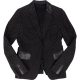 [🔄️B33 / F74] Gucci Black GG Monogram Leather Trim Blazer - vintageandkickz