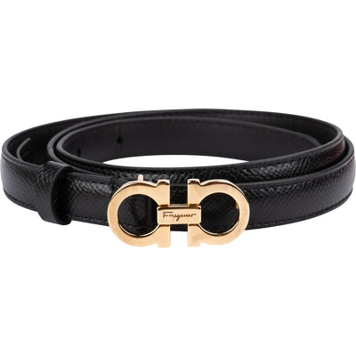 Salvatore Ferragamo Black Leather Gancini Belt (80)