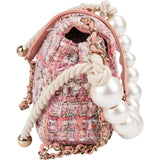 Chanel Tweed Pearl Handle Single Flap Crossbody Bag