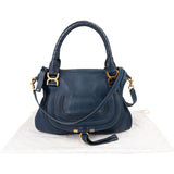 Chloé Blue Grained Leather Marcie Shoulder Bag