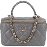 Chanel Quilted Lambskin Top Handle Vanity Case Crossbody Bag - vintageandkickz
