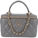Chanel Quilted Lambskin Top Handle Vanity Case Crossbody Bag - vintageandkickz