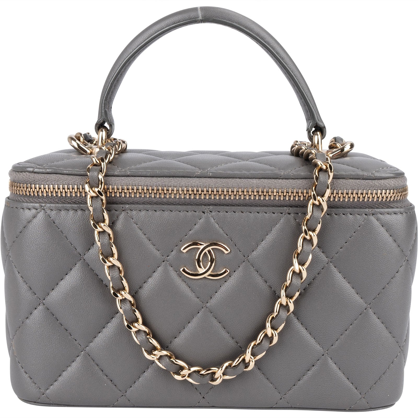 Chanel Quilted Lambskin Top Handle Vanity Case Crossbody Bag - vintageandkickz