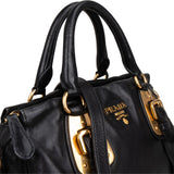 Prada Soft Leather Buckle Bauletto Handbag