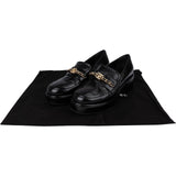 Chanel Black Crinkled Patent Leather CC Chain Platform Loafers (37,5)